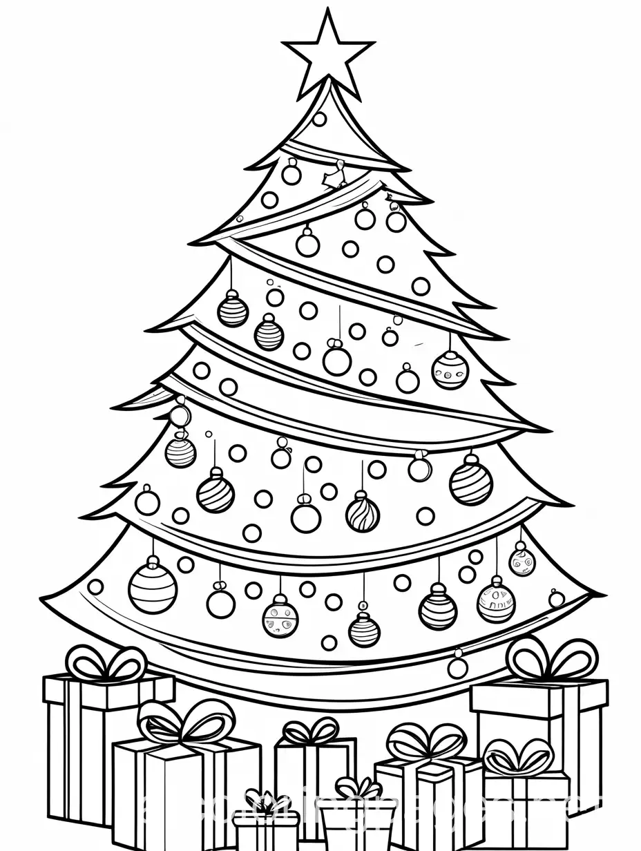 Festive-Christmas-Tree-Coloring-Page-with-Gifts-for-Kids