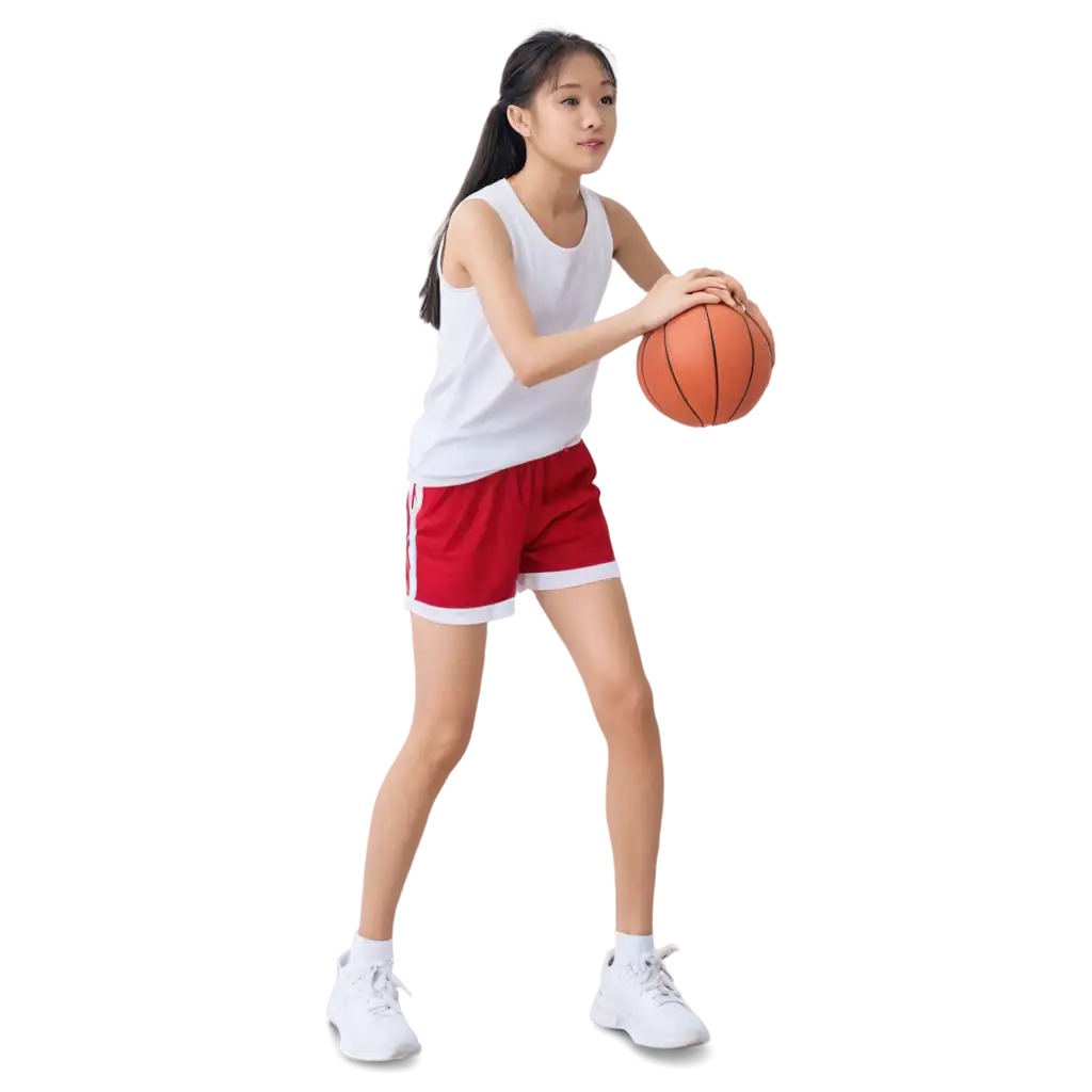 Asian-Teenager-Playing-Basketball-PNG-Image-Isolated-on-Transparent-Background