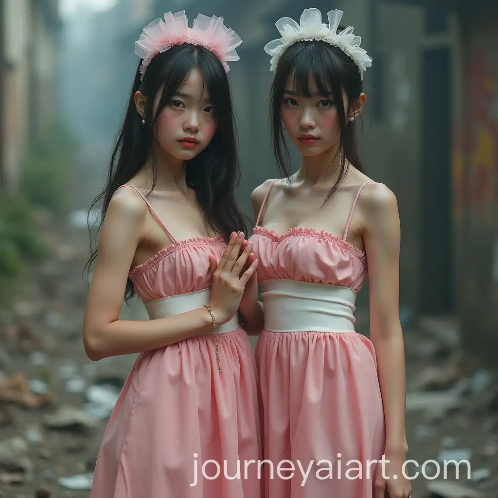 Futuristic-Asian-Maid-Girls-in-PostApocalyptic-Setting-Begging-for-Help