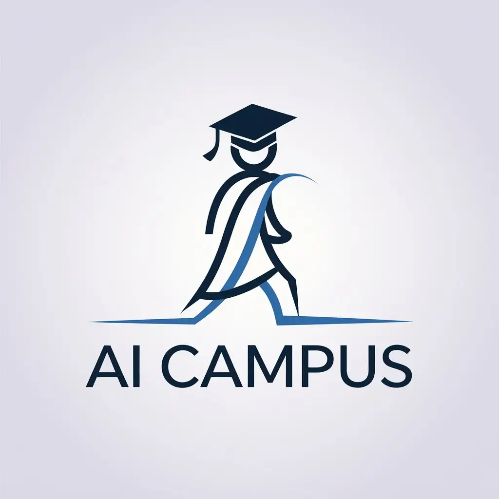 a vector logo design,with the text "AI campus", main symbol:AI student campus,Minimalistic,be used in Education industry,clear background