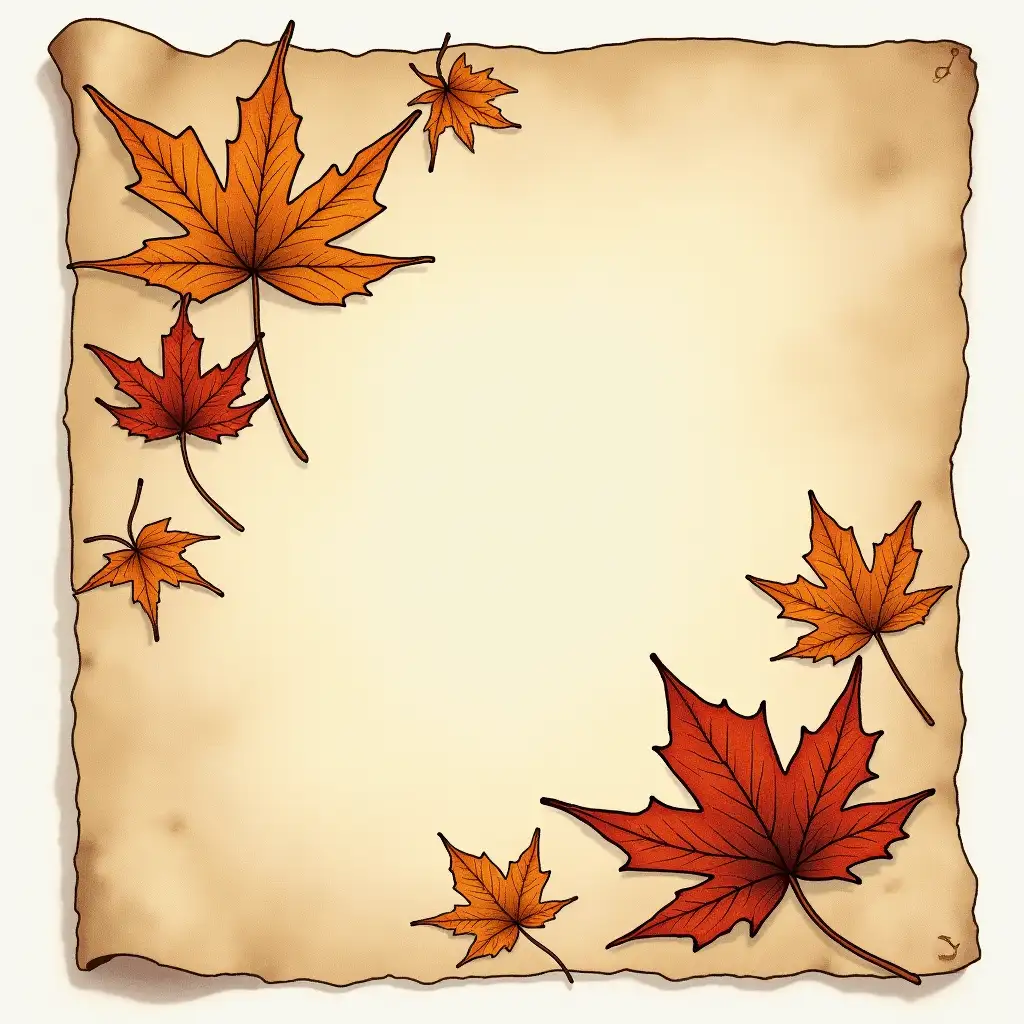 VintageInspired Autumn Card with Detailed Maple Leaves