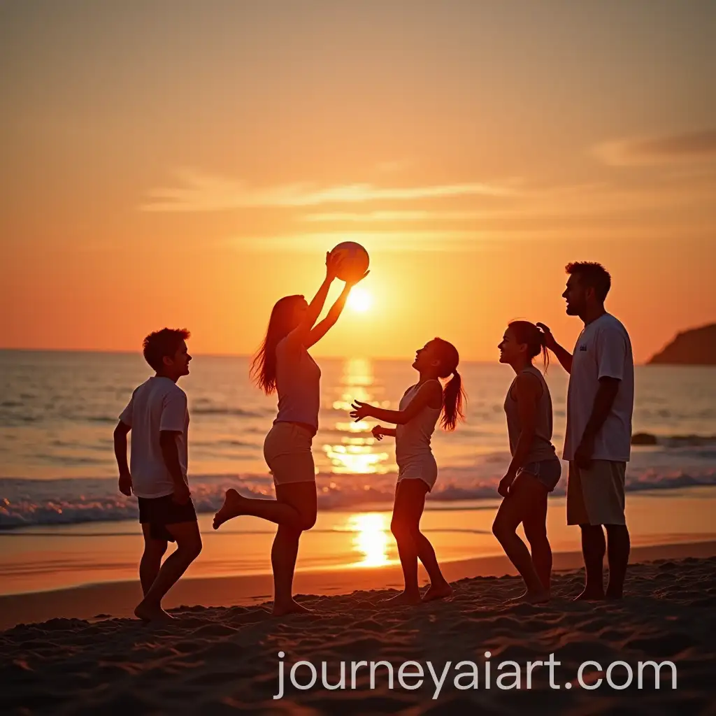 Beach-Volleyball-Game-at-Sunset-with-Spectators-Watching