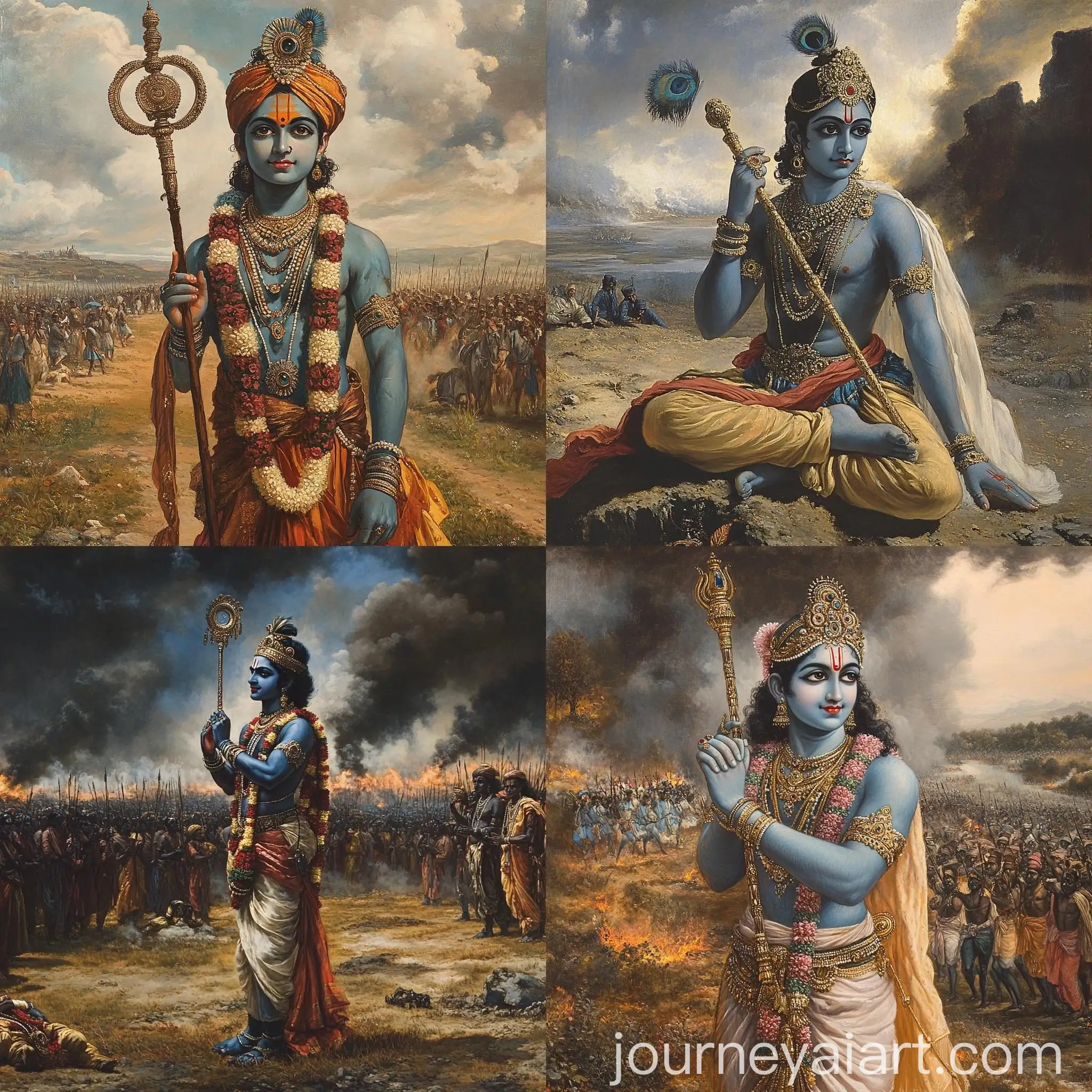 Krishna-Holding-Sudarshana-Chakra-in-War-Field