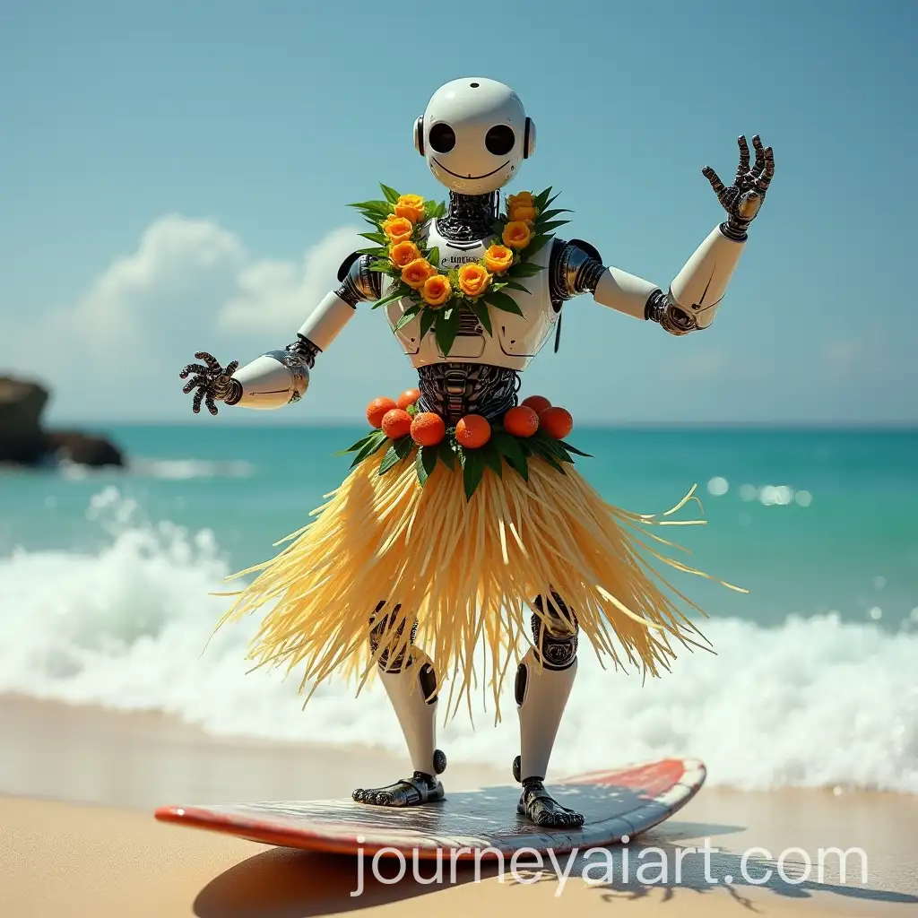Robot-Surfing-on-Hawaii-Beach-Dancing-Hula
