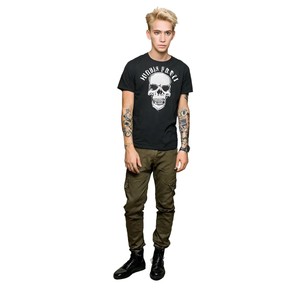 Indonesian-Boy-with-Bleached-Blonde-Hair-and-Skull-Shirt-PNG-Image-for-Creative-Projects