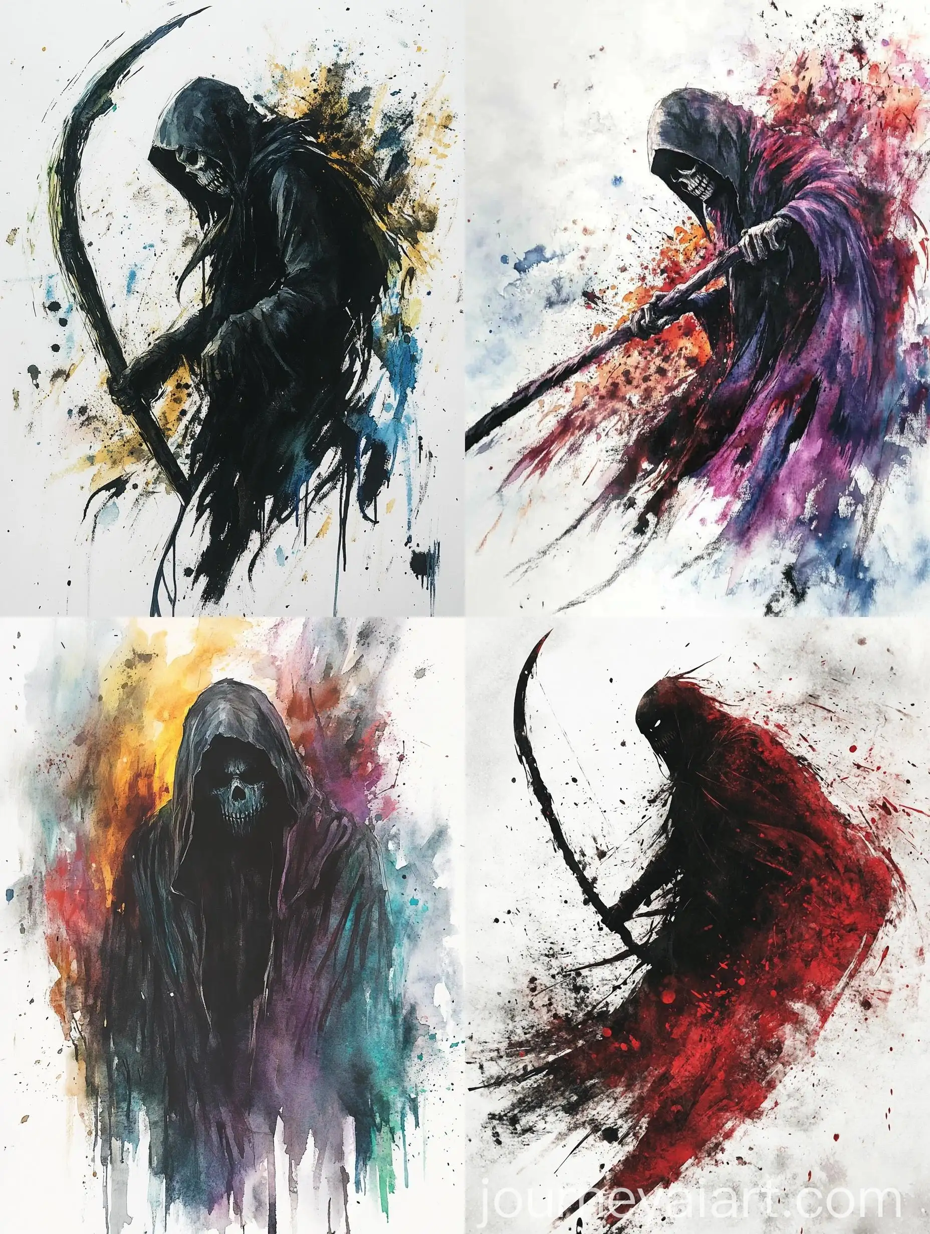 Watercolor-Grim-Reaper-Artwork-with-Abstract-Style