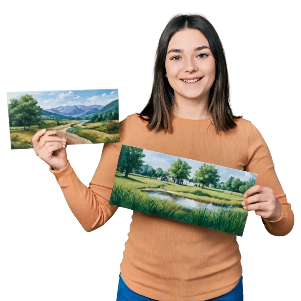 Happy-Realistic-Girl-Holding-Landscape-Project-PNG-Image-for-Creative-Projects