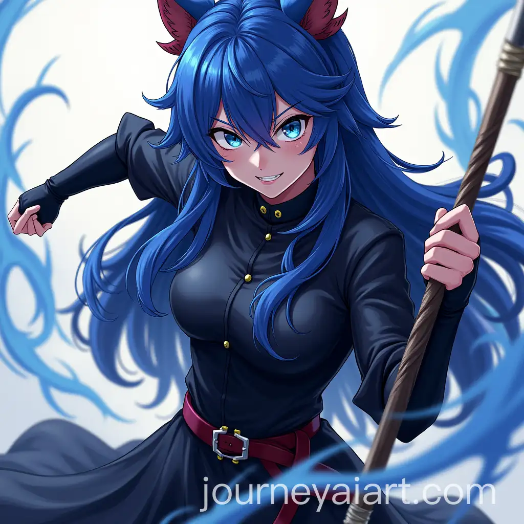 Intense-Anime-Character-in-Blue-and-Black-Armor-Preparing-for-Battle