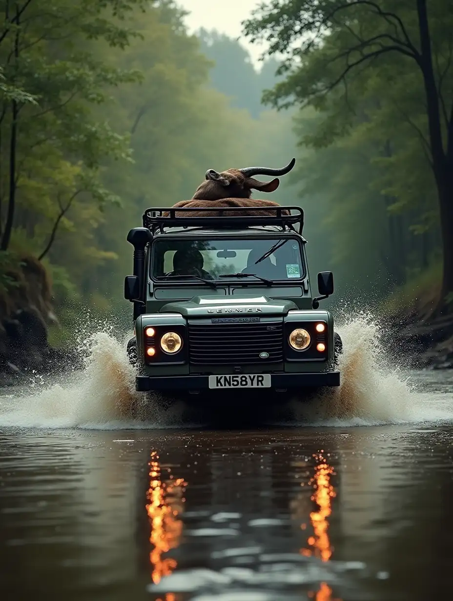 landrover defender, rides goat river, jungle borneo