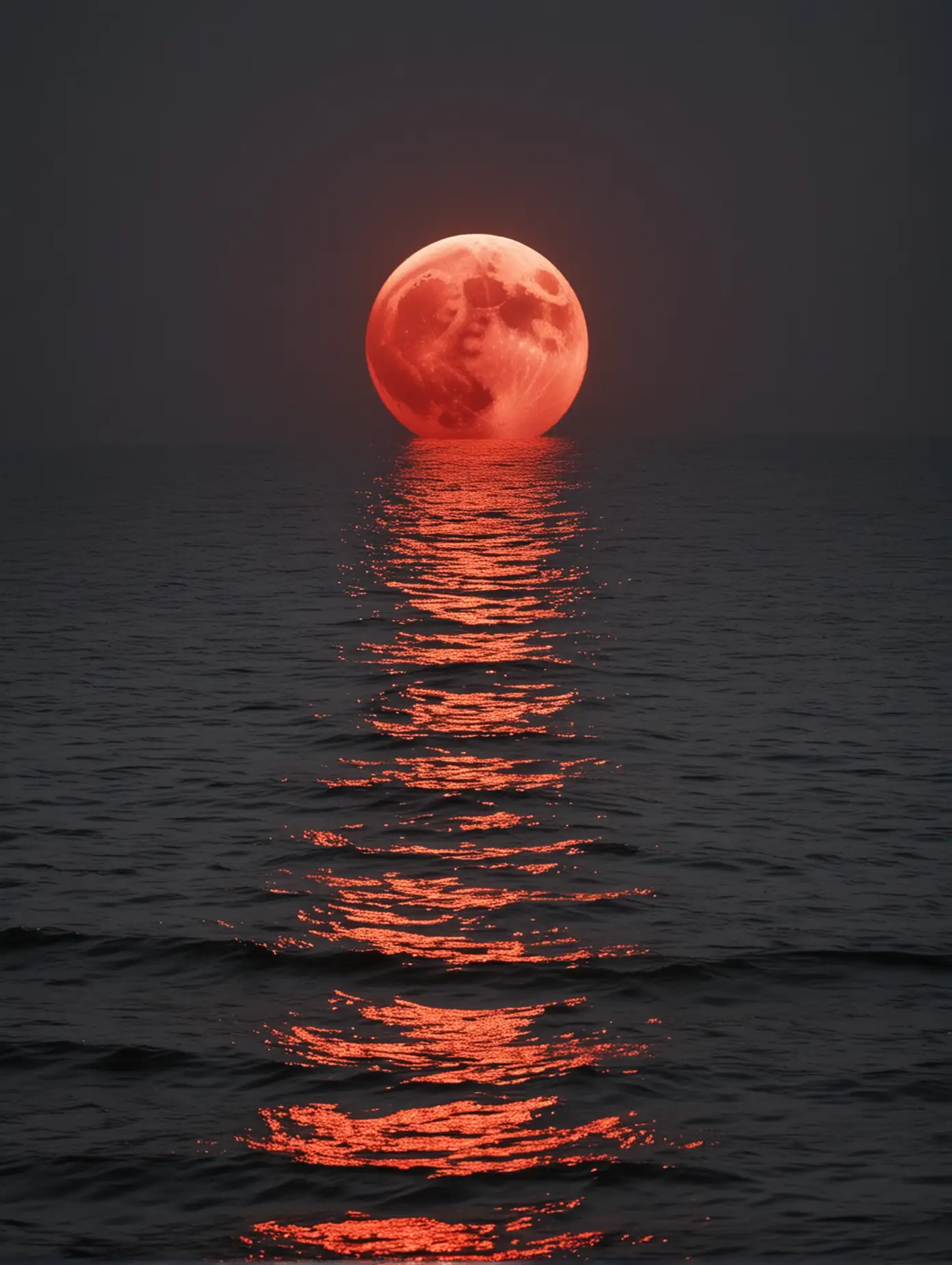 Moonlit-Night-with-Red-Moon-Reflecting-on-Sea-Waves