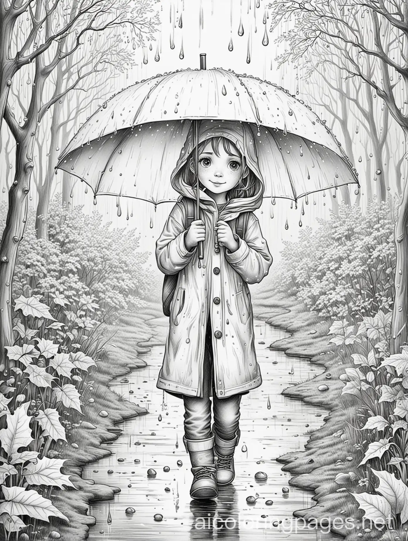 Fall-Walk-in-the-Rain-Line-Art-Coloring-Page-for-Kids