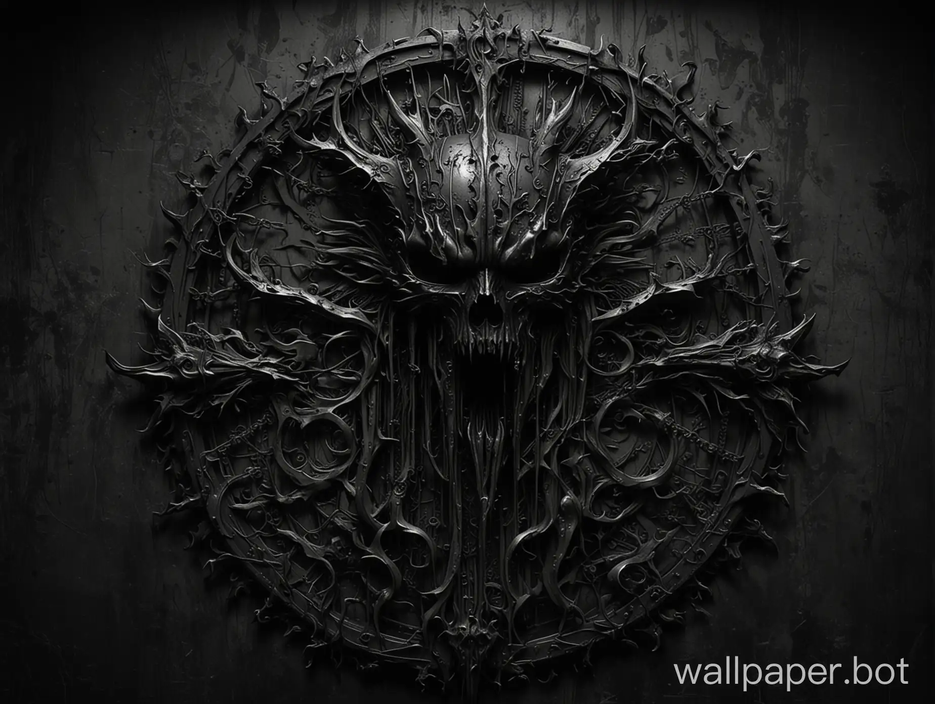 create a dark theme black metal art wallpaper