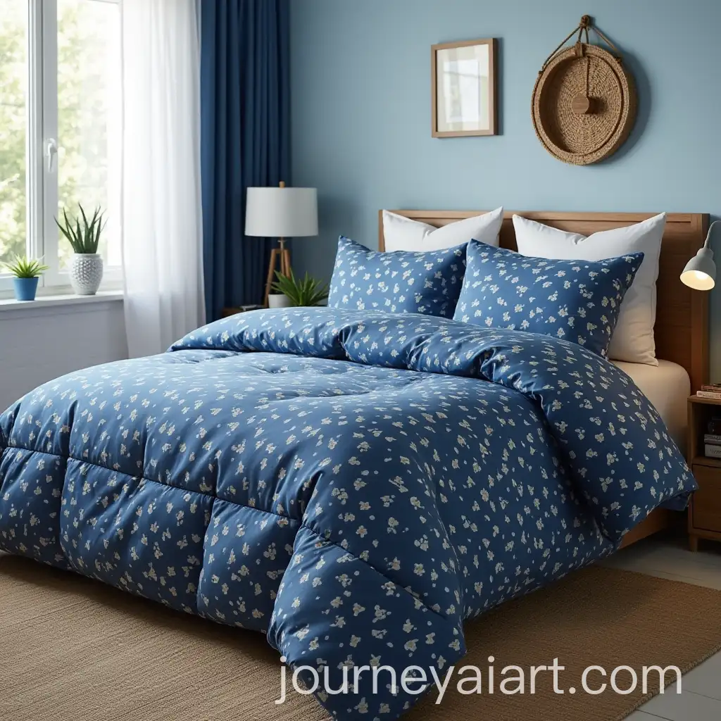 JuvenileThemed-Bedspreads-in-Navy-Blue-and-Sky-Blue-Colors
