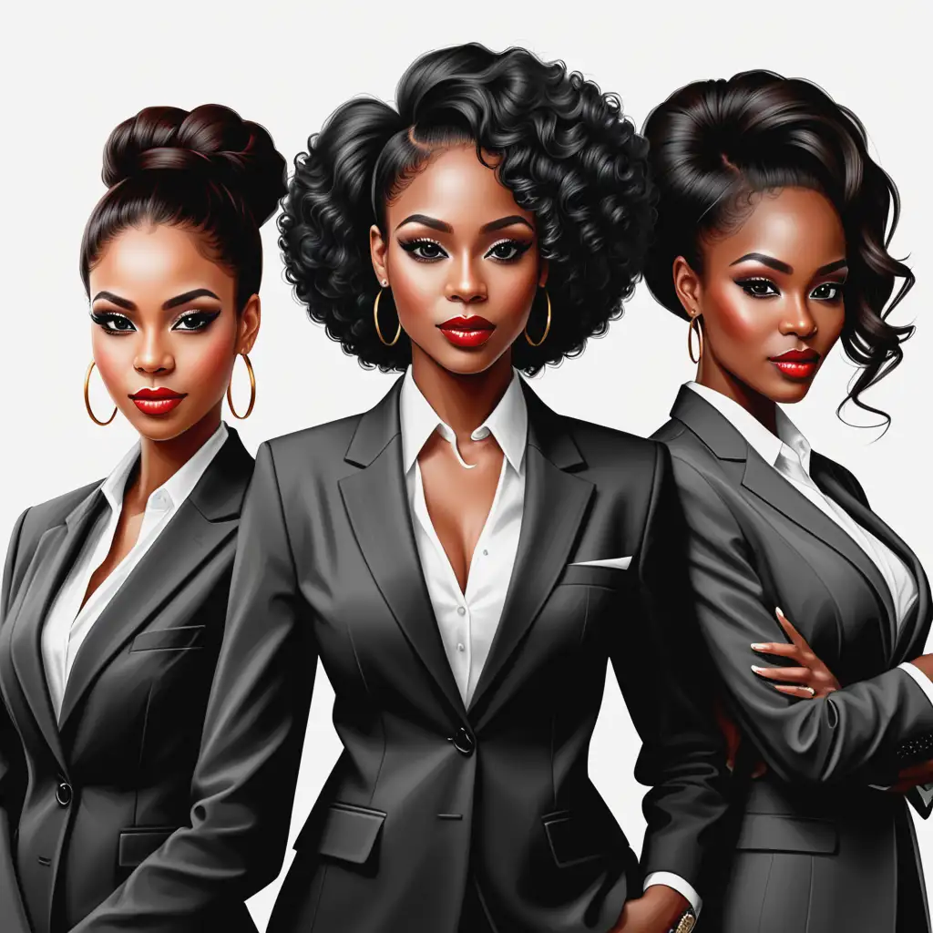 Empowered Black Women in Business Attire Clipart