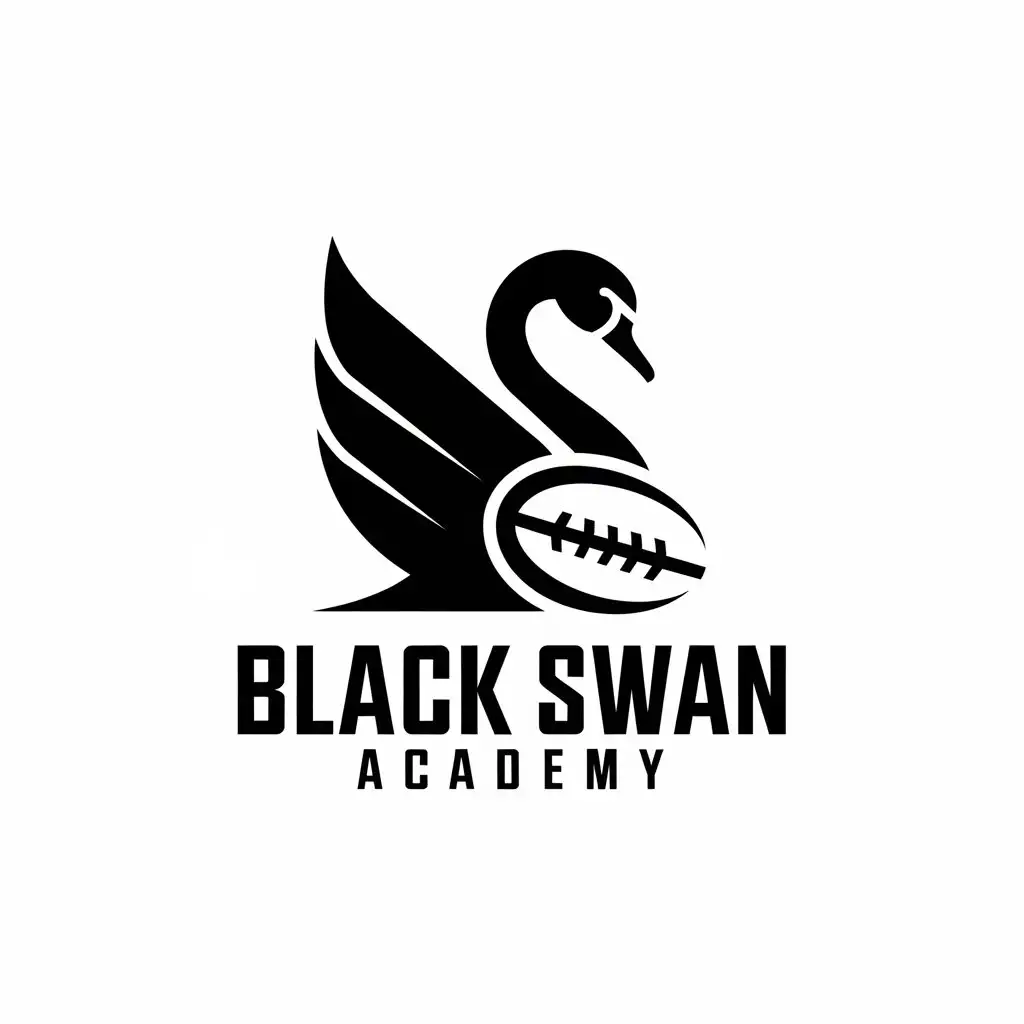 LOGO Design for Black Swan Academy Swan Rugby Ball Symbol for Sports Fitness Industry