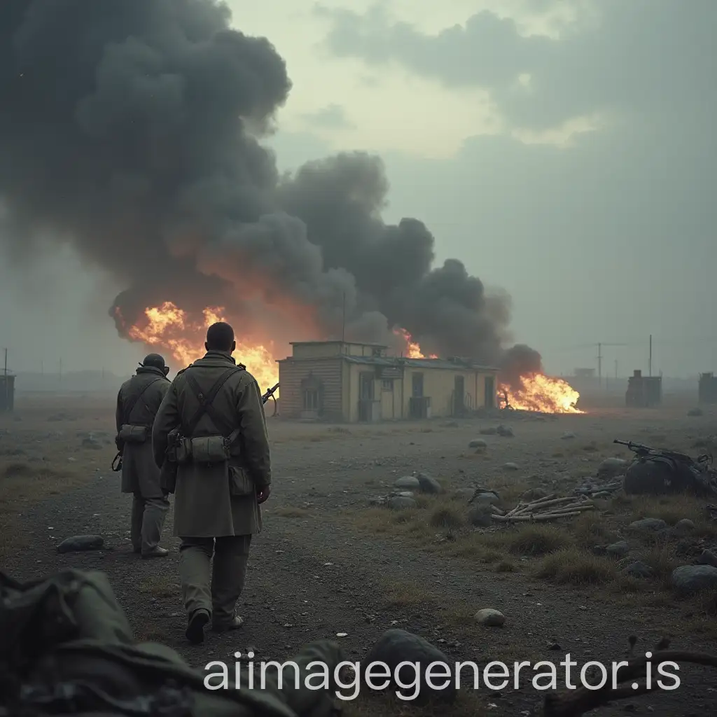 World-War-Scene-with-Soldiers-in-Trench-Warfare