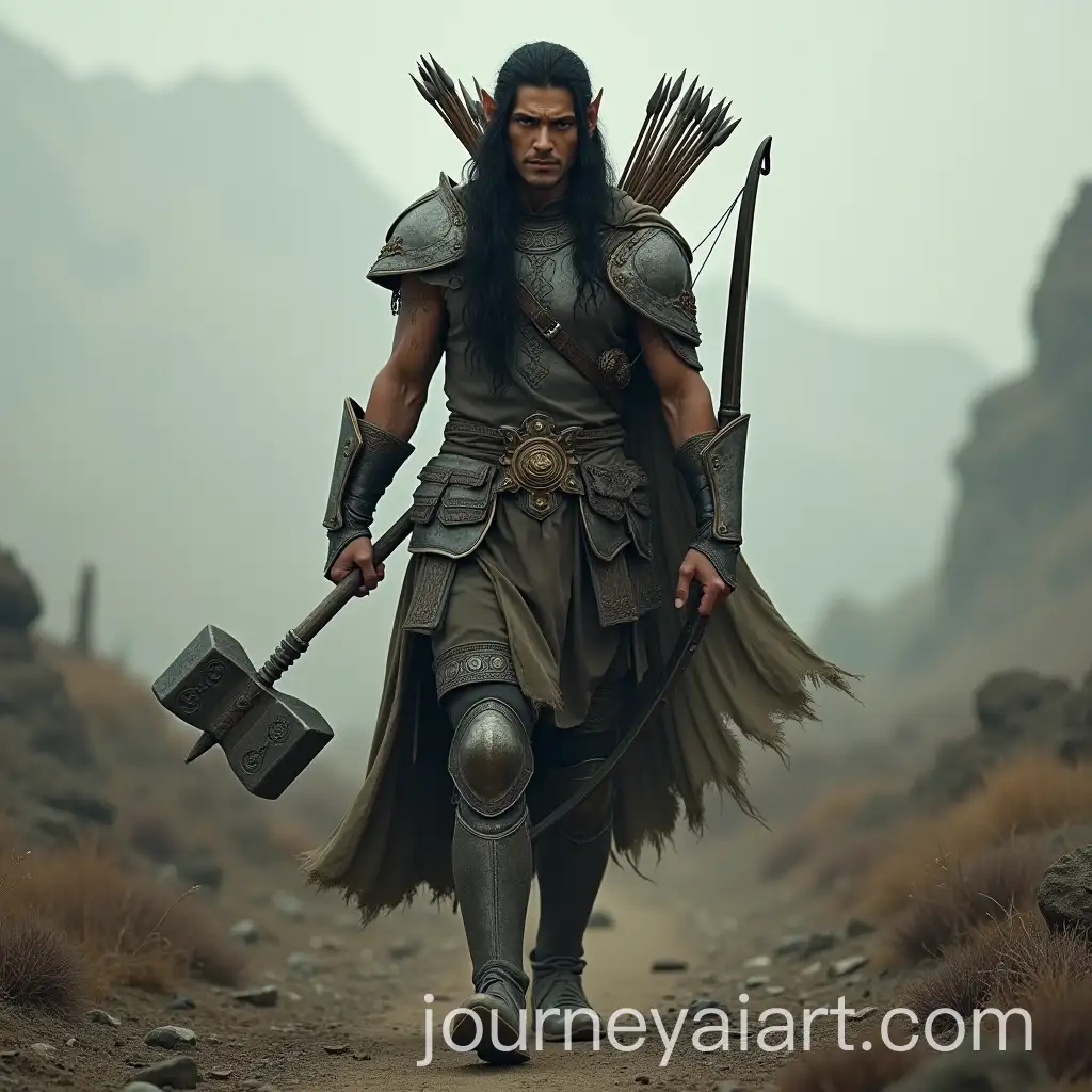 BronzeSkinned-Elf-Warrior-in-a-Dismal-Wasteland