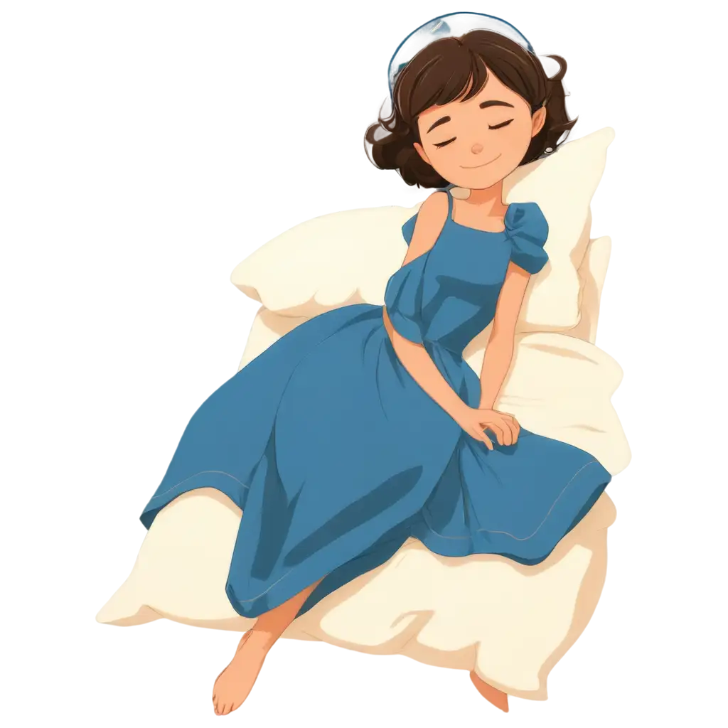 Cartoon-Girl-Sleeping-in-a-Long-Blue-Dress-PNG-Image-for-Clear-HighQuality-Designs