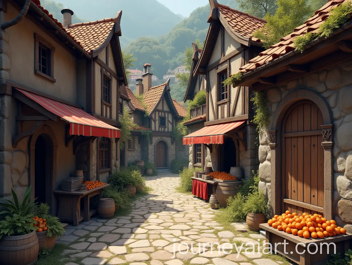 Stylized-Medieval-Village-with-Stone-Walls-and-Wooden-Planks