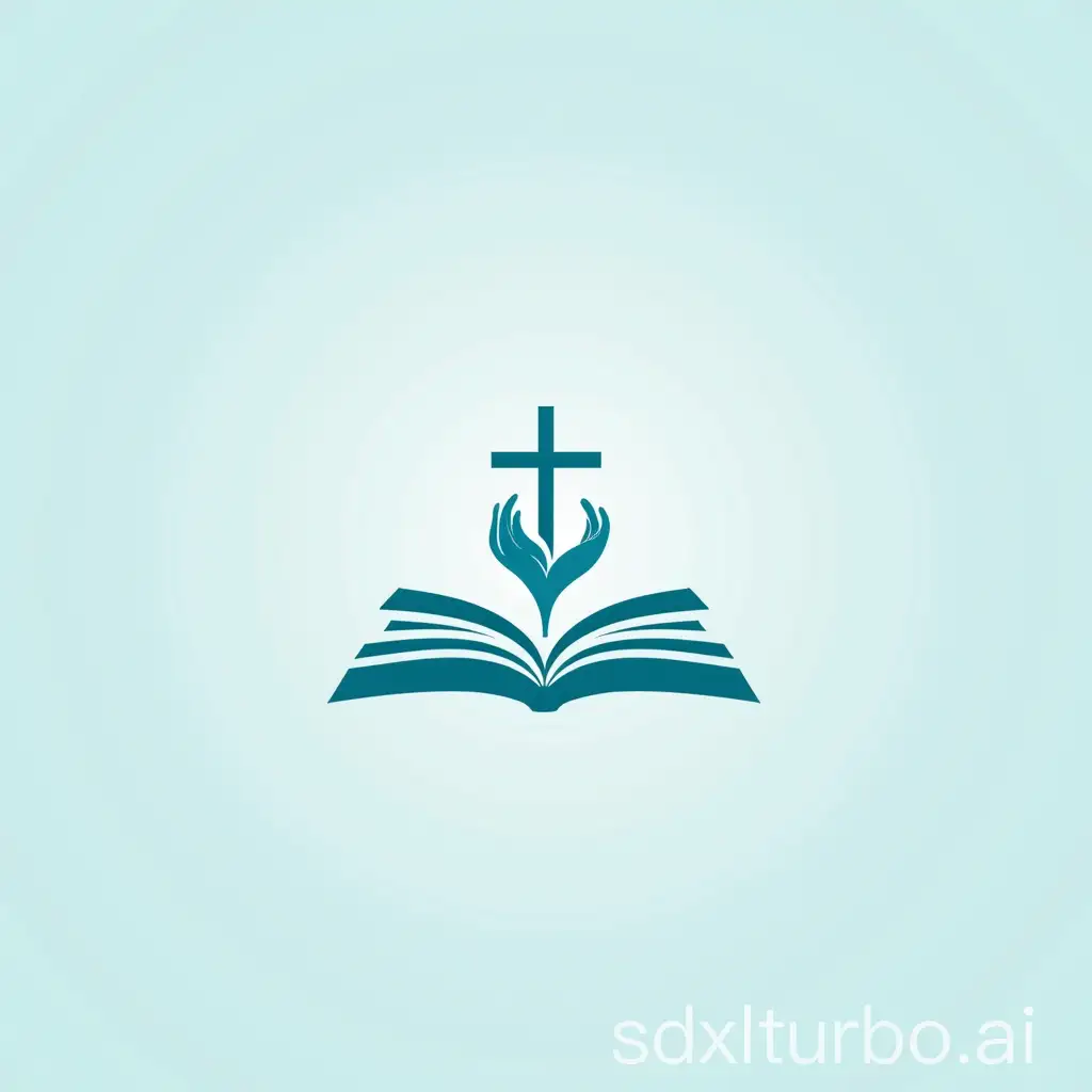 create a Logo and Cover Art for the name 'Faith Forward'.   Design a professional, faith-inspired logo and cover art featuring calming colors (e.g., blues and whites) with subtle spiritual imagery like a cross or an open Bible