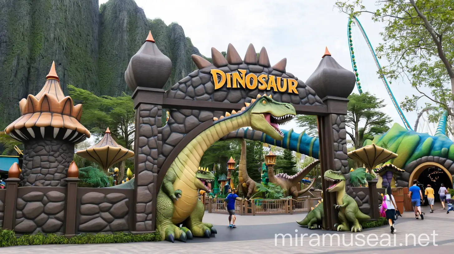 DinosaurThemed Amusement Park Entrance Gate