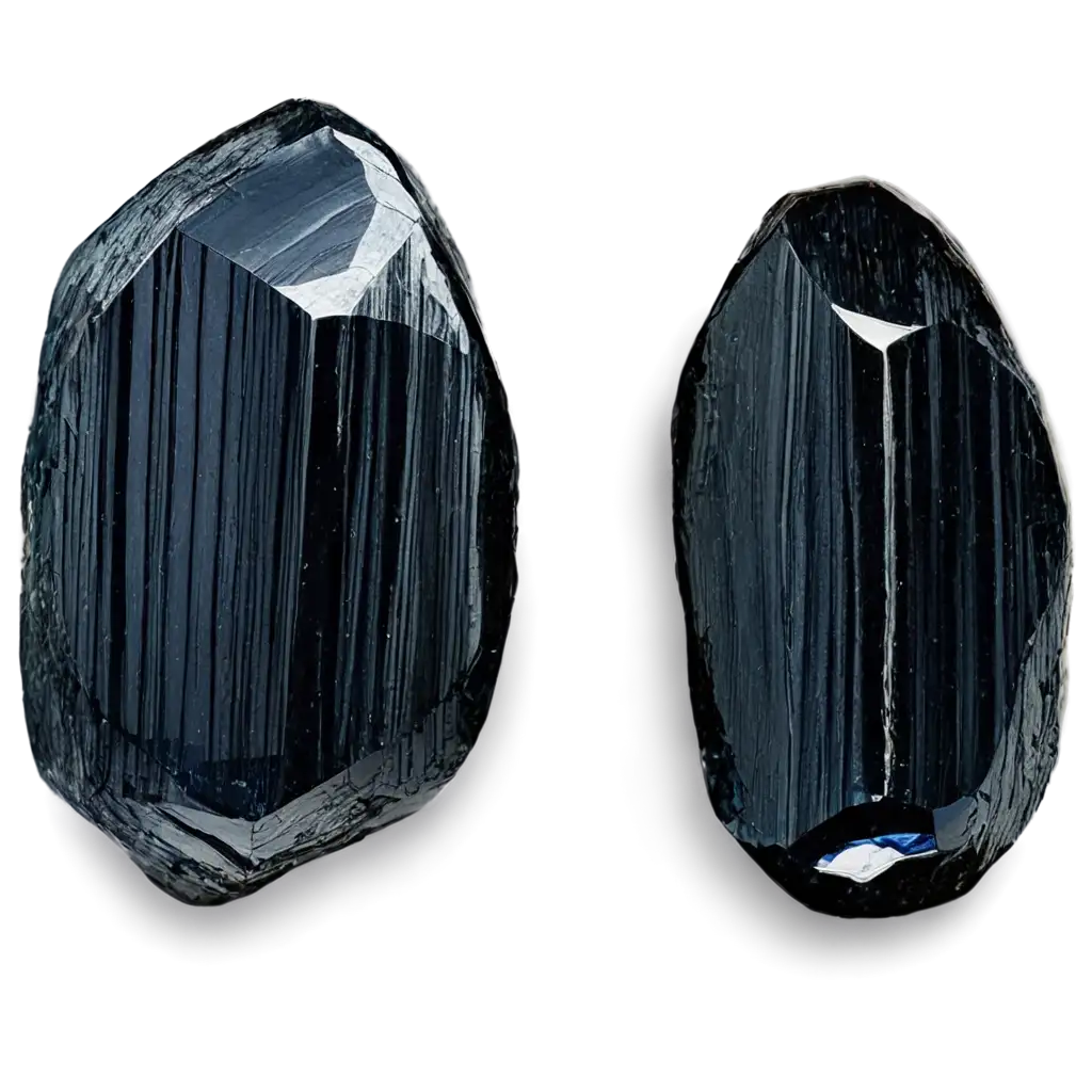 TWO BROAD BLACK TOURMALINE NEARLY