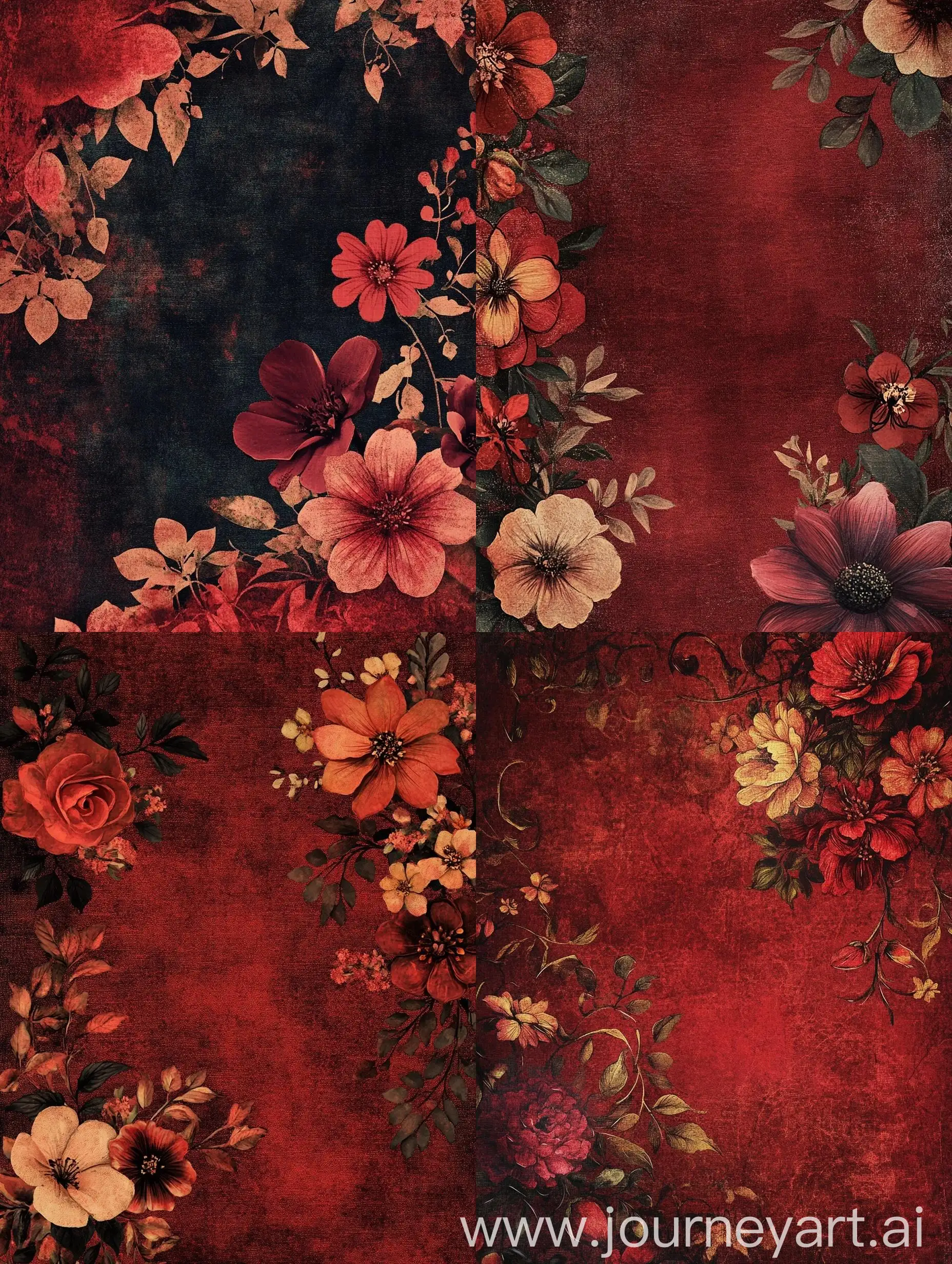 Vintage-Floral-Scrapbook-Paper-in-Dark-Red-Fantasy-Style