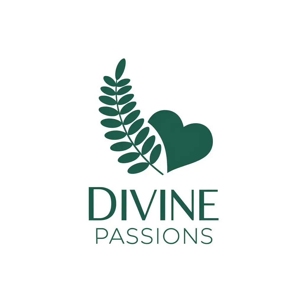 LOGO Design for Divine Passions Fern and Heart Symbol for Beauty Spa Industry