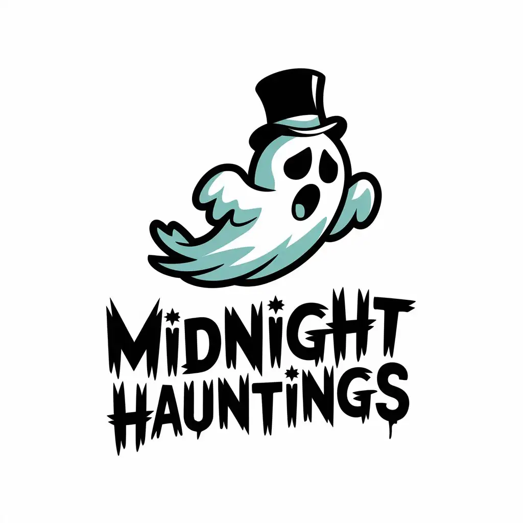 LOGO Design for Midnight Hauntings HorrorThemed with Vector Style and Clear Background