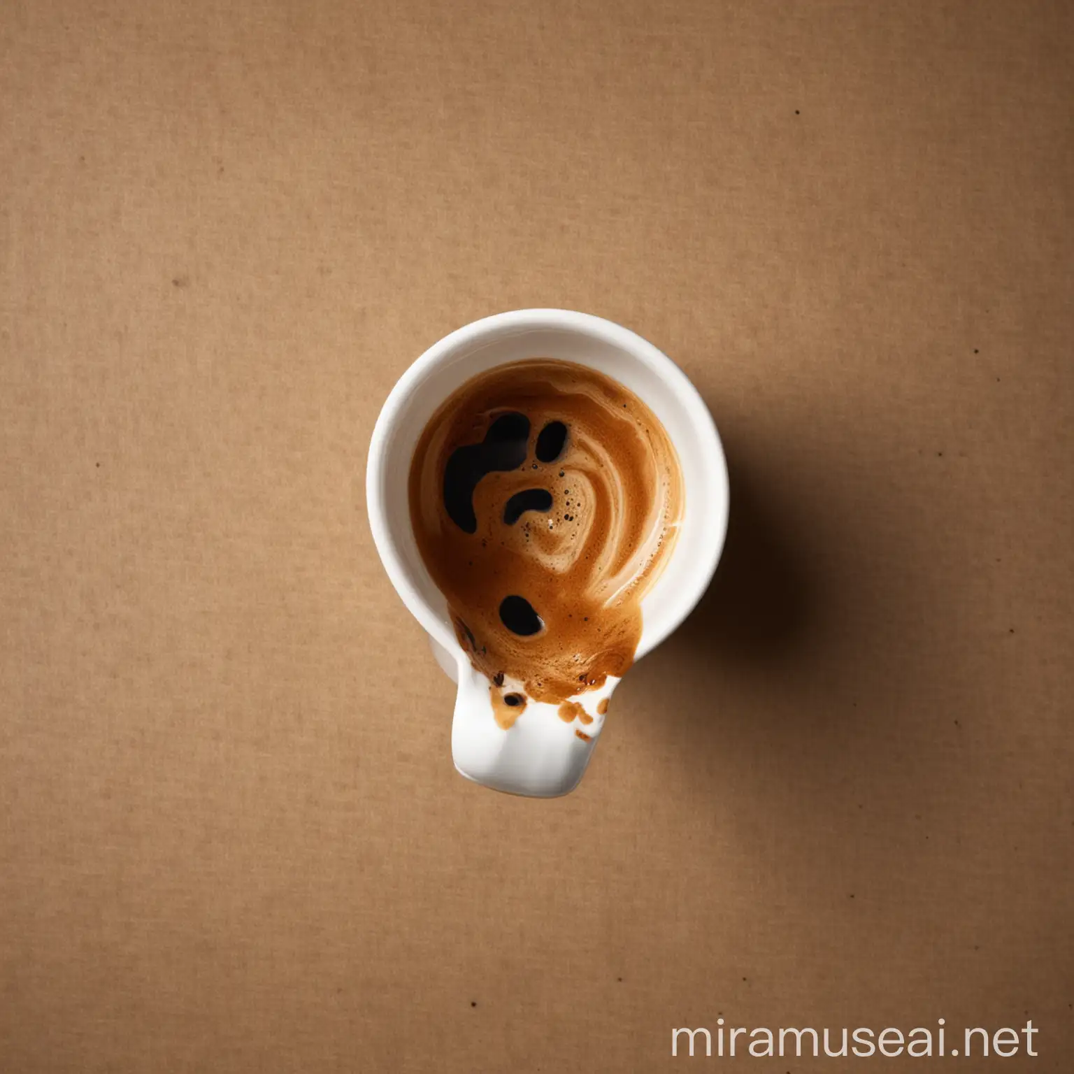 Flowing Coffee in Empty Cup Stream of Coffee Art