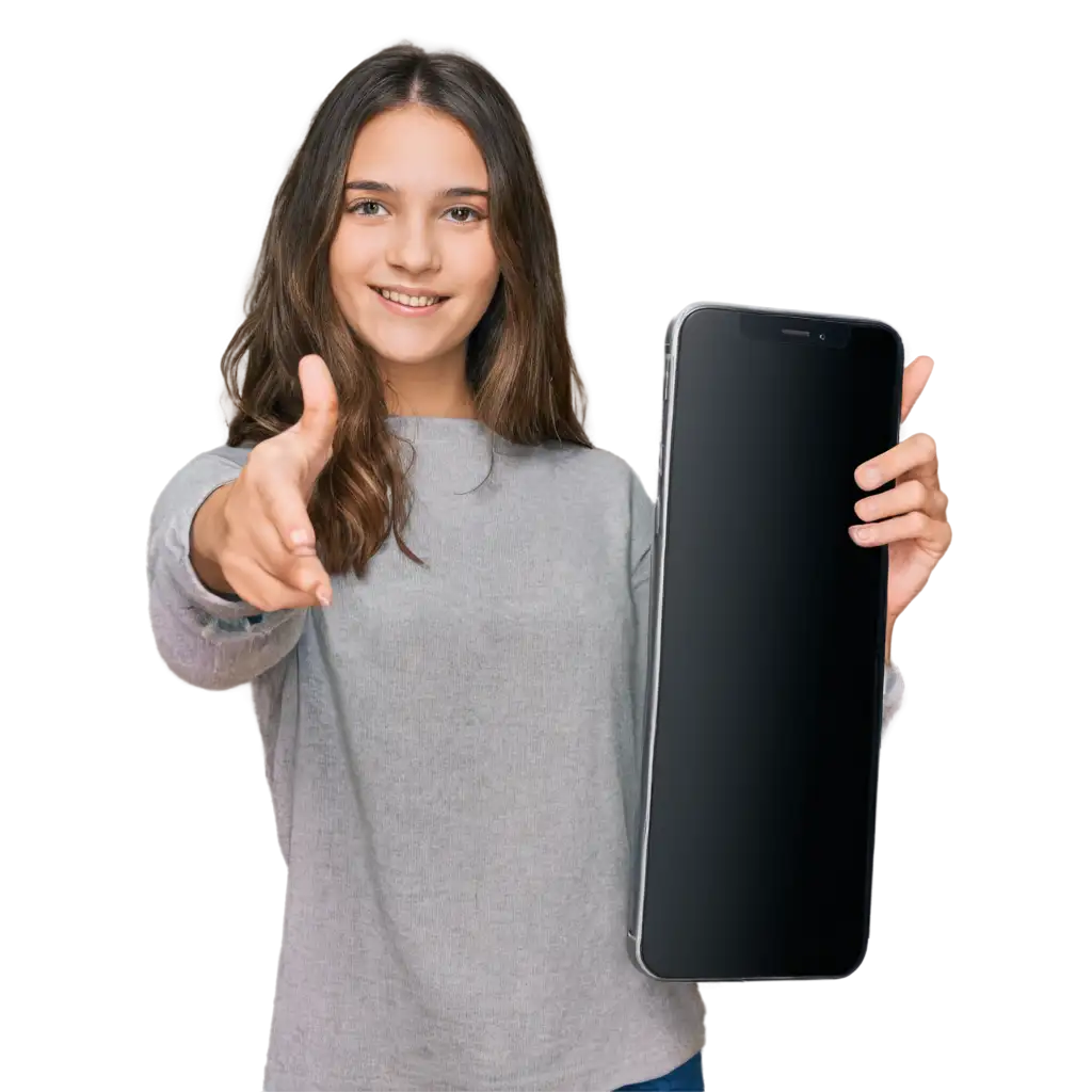 girl is showing us mobile