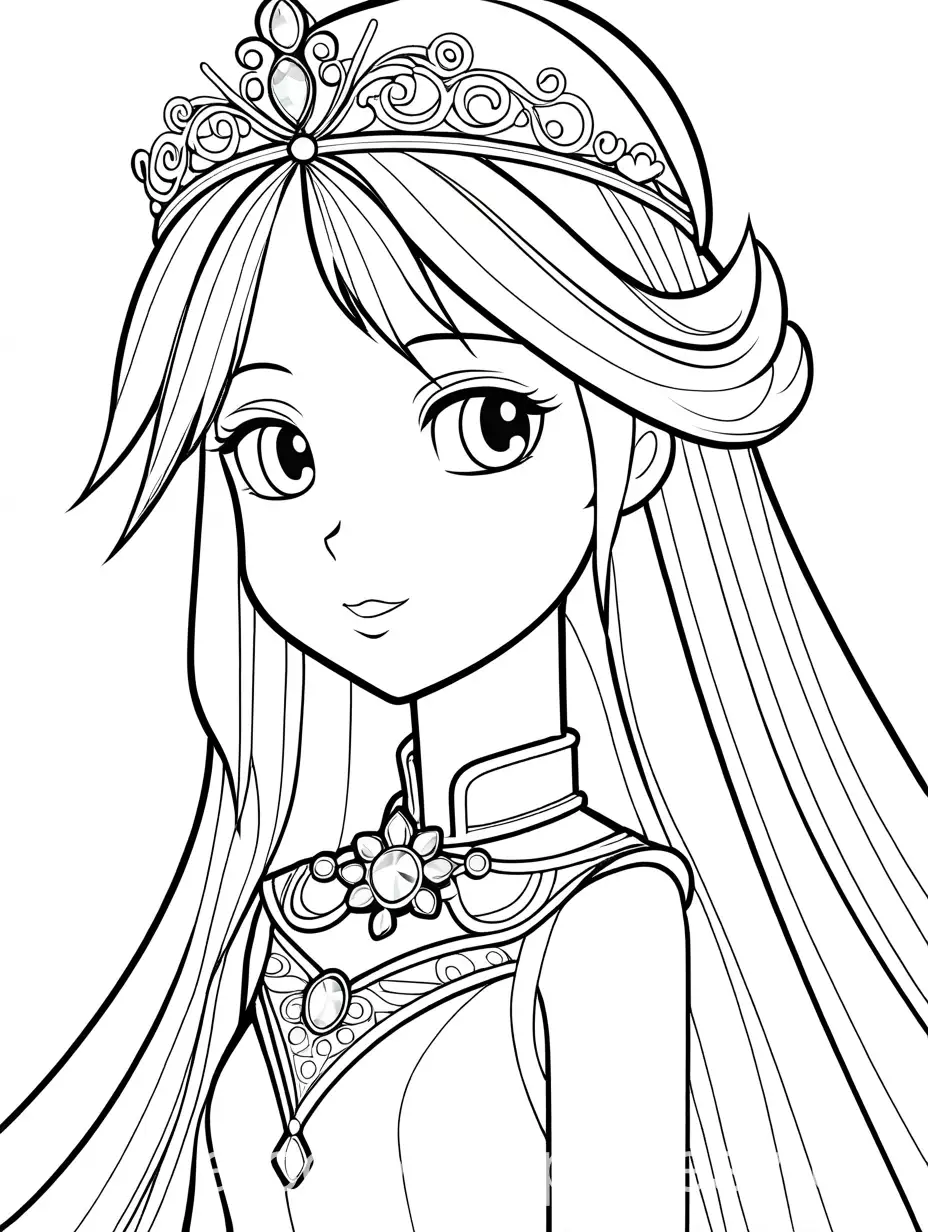 Anime-Bow-Princess-Coloring-Page-with-Crystal-Tiara