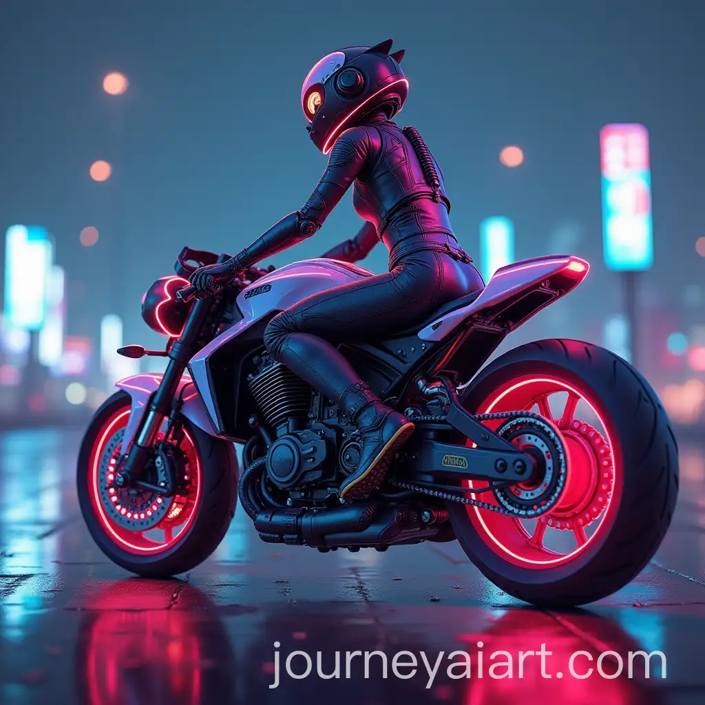 Cyberpunk-Girl-in-Robotic-Suit-Riding-Motorbike-with-Neon-Lighting