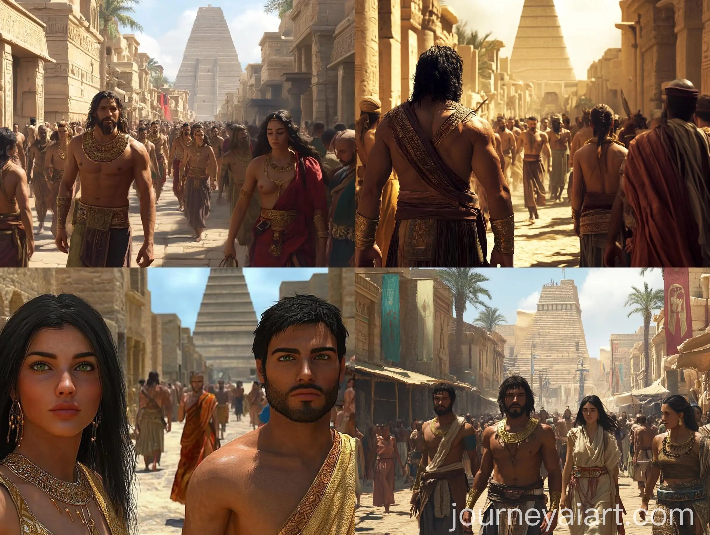 Exploring-Ancient-Uruk-Cityscape-with-Ziggurat-Background