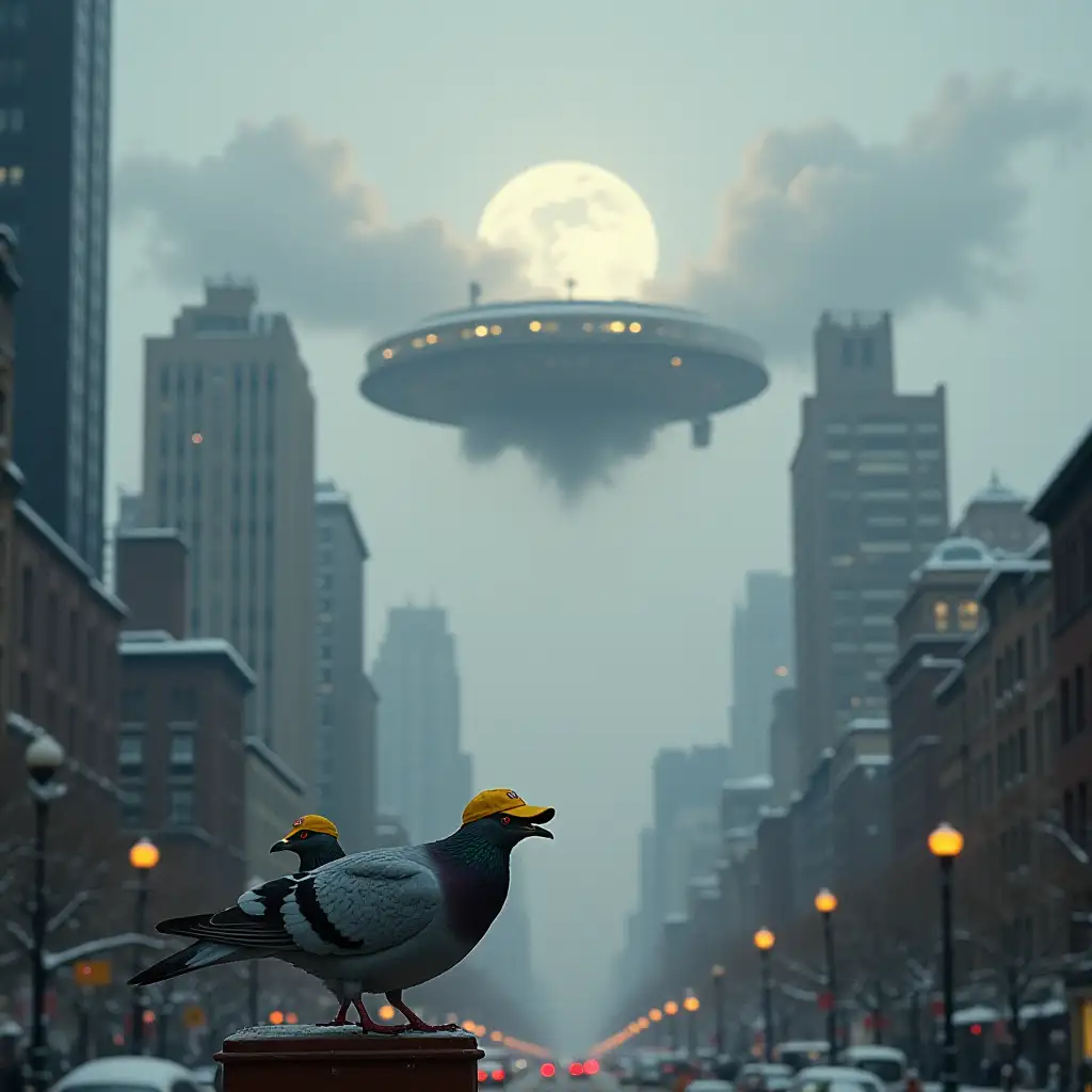 UFO Concealed in NYC Clouds During Winter