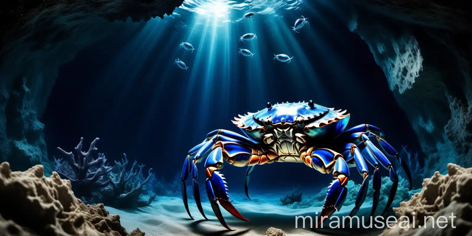 Mystical Blue Crab Wrecking Titanic Cave in Deep Sea