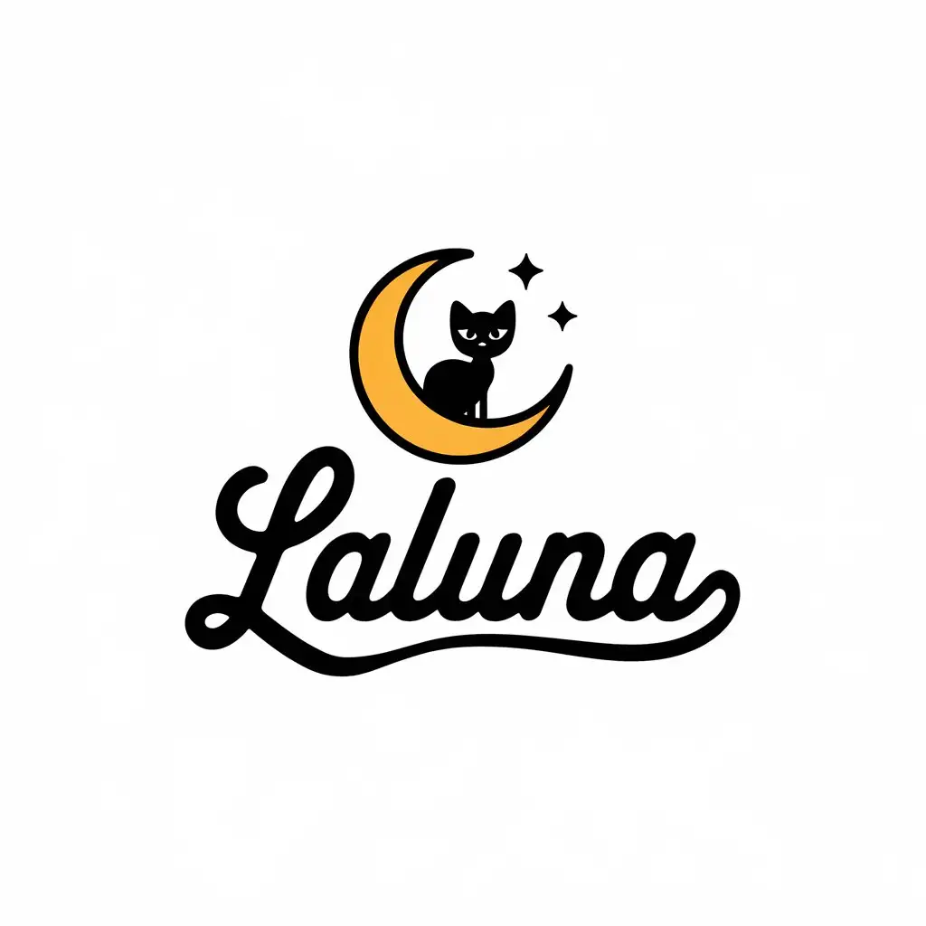 LOGO-Design-for-LaLuna-Entertainment-Moon-and-Cat-Theme-with-Vector-Art