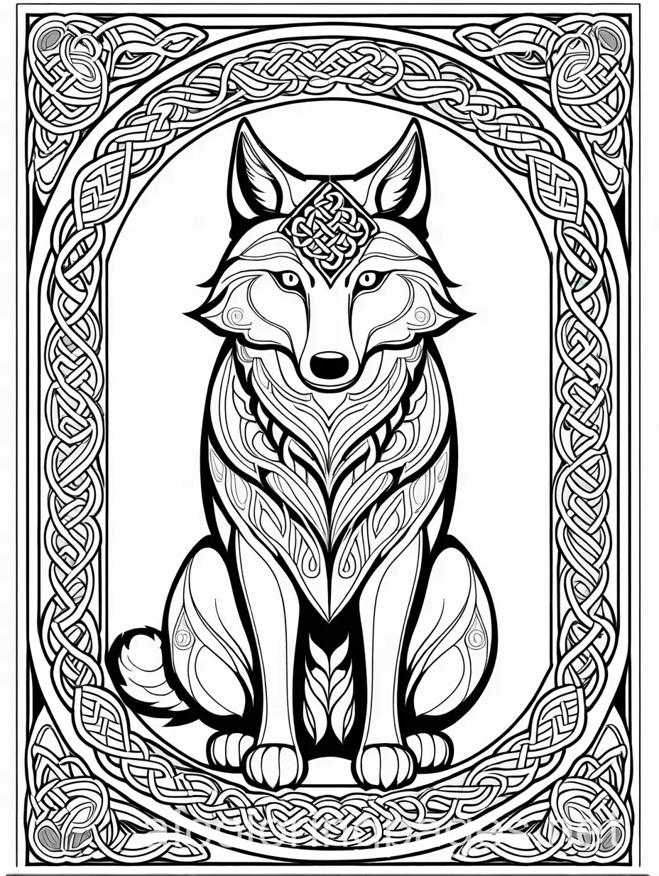 Celtic-Wolf-Coloring-Page-with-Simplicity-and-Ample-White-Space