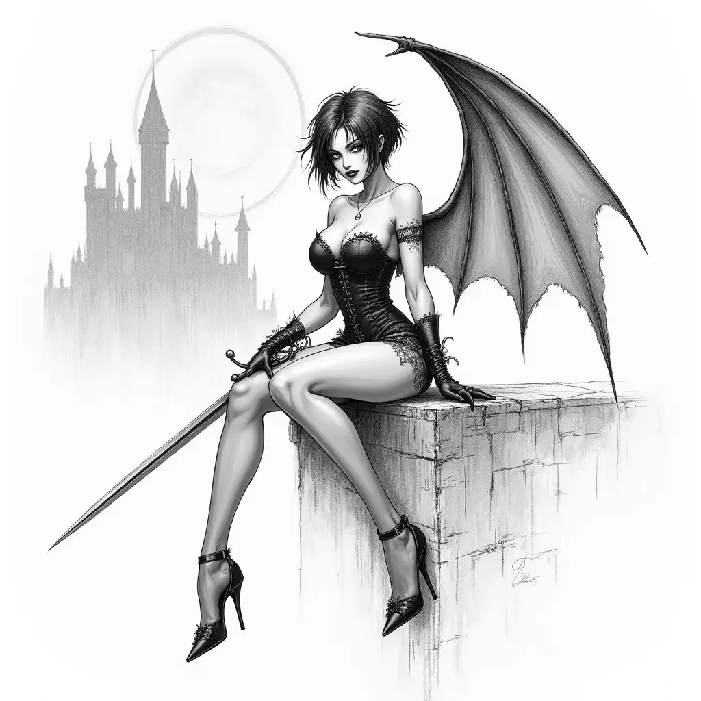 AI-Art-Prompt-ExpansionSeductive-Dark-Fantasy-Vampire-with-Dragon-Wings-in-Gothic-Castle-Sketch