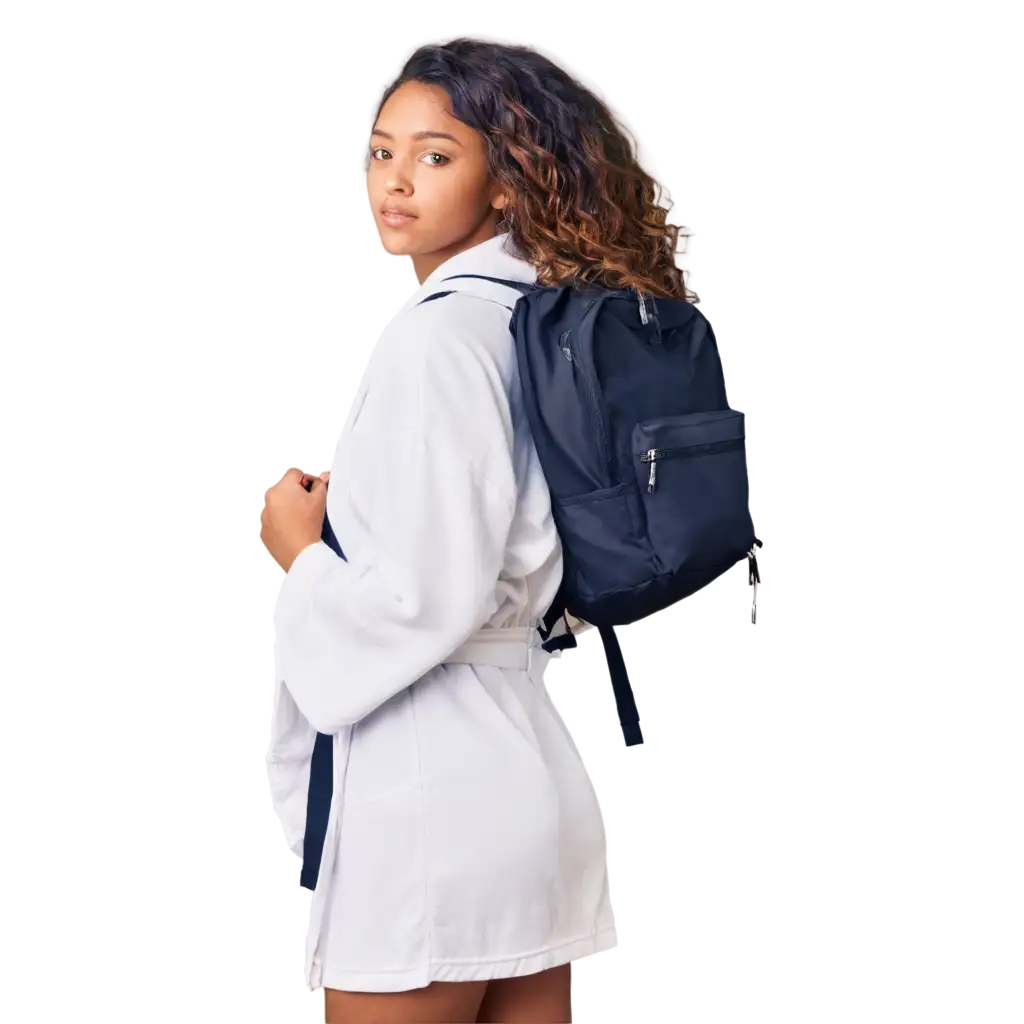 PNG-Image-of-a-Black-Teenage-Girl-in-White-Bathrobe-Going-to-School