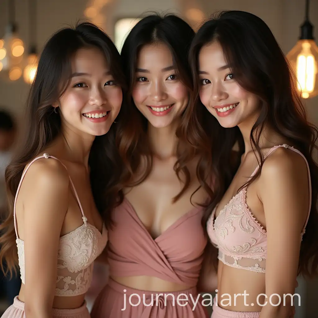 Three-Beautiful-Asian-Girls-at-a-Bachelorette-Party