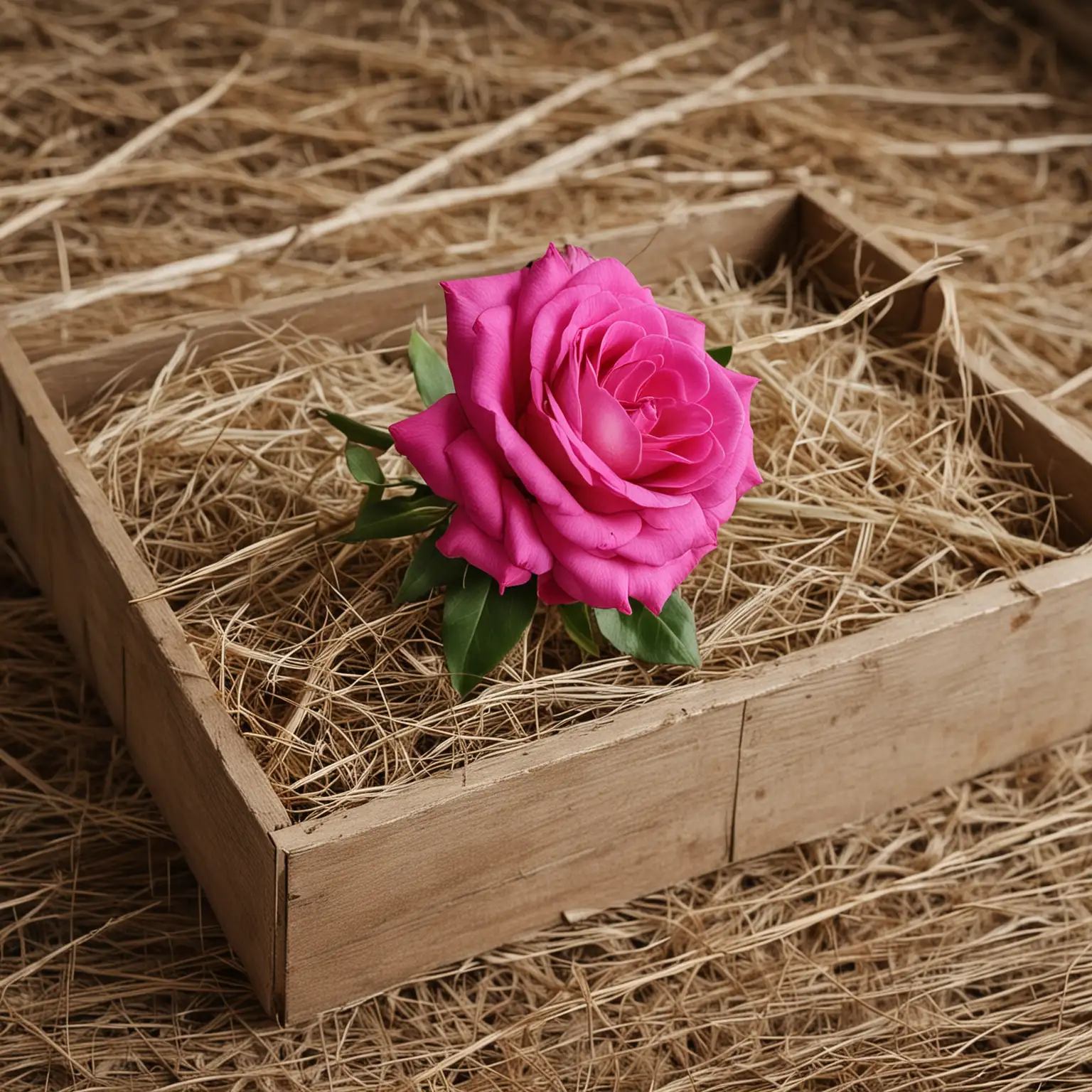 Rustic-Centerpiece-with-Fuchsia-Pink-Rose-and-Wood-Box