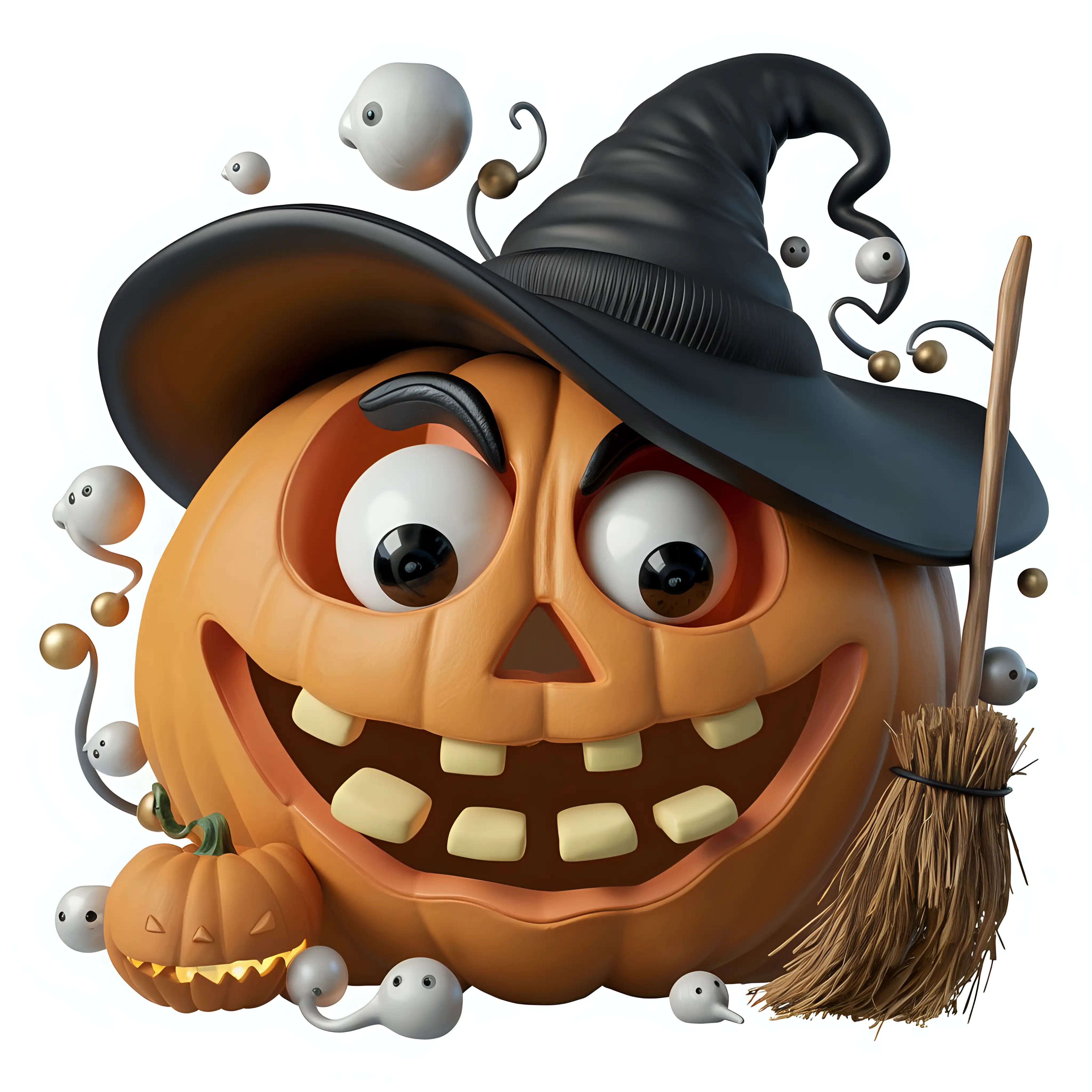 Cartoon Halloween Pumpkin Character with Playful Expression