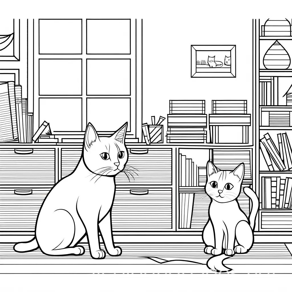 Children-Playing-with-Cat-Coloring-Page