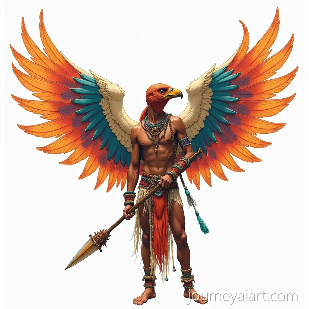 SemiRealistic-Avian-Warrior-with-Tribal-Clothing-and-Colorful-Wings