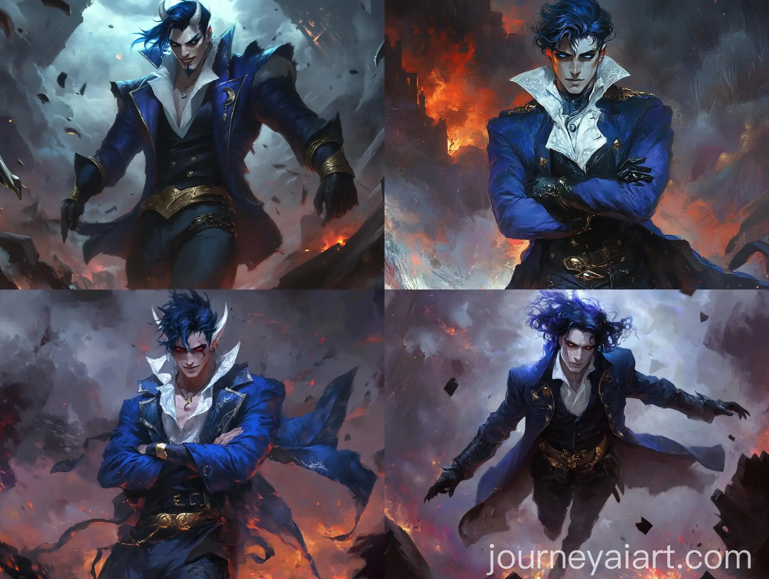 Infernal-Man-in-Blue-Coat-Floating-in-Hellish-Destruction