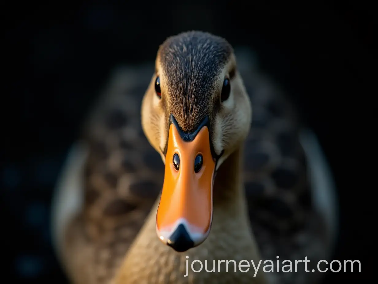 CloseUp-of-a-Smiling-Duck-Head-with-Detailed-Feathers-and-Ethereal-Lighting