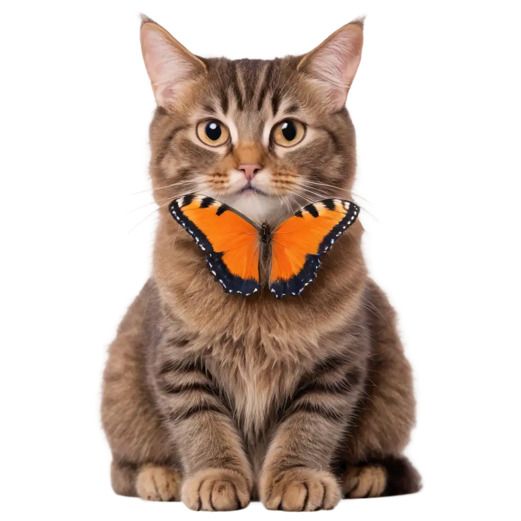 Beautiful-Cat-with-an-Orange-Butterfly-on-Its-Neck-PNG-HighQuality-Image-for-Creative-Use