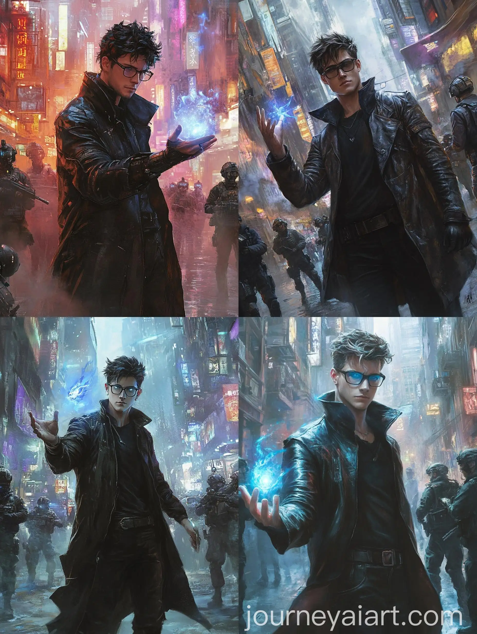 Young-Sorcerer-with-Blue-Flame-in-Cyberpunk-Fantasy-City
