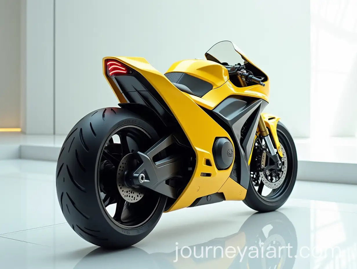 Futuristic-Yellow-Honda-CBR-1000-RR-Motorcycle-in-UltraModern-Showroom